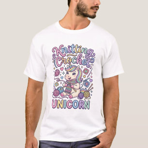 T-shirt Licorne Tricot Licorne au Crochet Charmant Fond Bl
