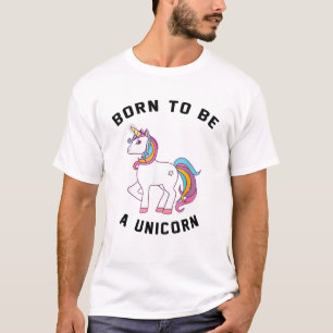 T-shirt Licorne Vintage Mignon Adorable Né pour êt