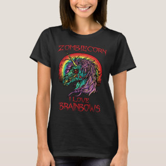 T-shirt Licorne Zombie J'Aime Brainbows Halloween Gothique