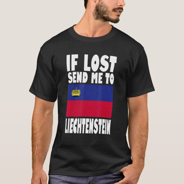 T-shirt Liechtenstein Flag Design  If lost send me to Liec (Devant)