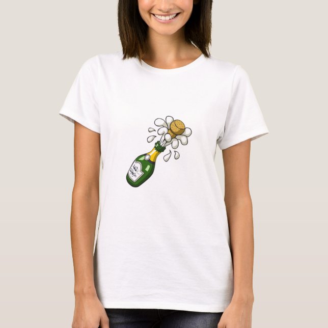 T-shirt Liège sautant de bande dessinée de bouteille verte (Devant)