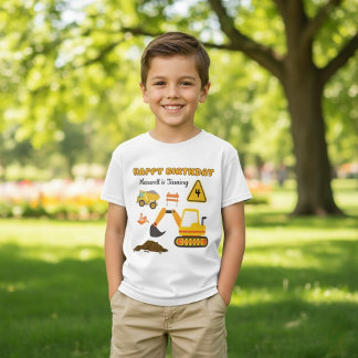 T-shirt Lieu de construction Véhicule Personnalisé Anniver