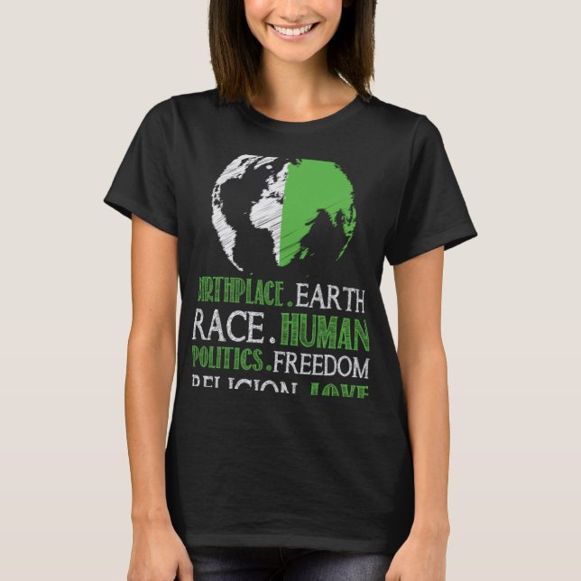 T-shirt Lieu de naissance Terre Race Politique humaine Fre (Devant)