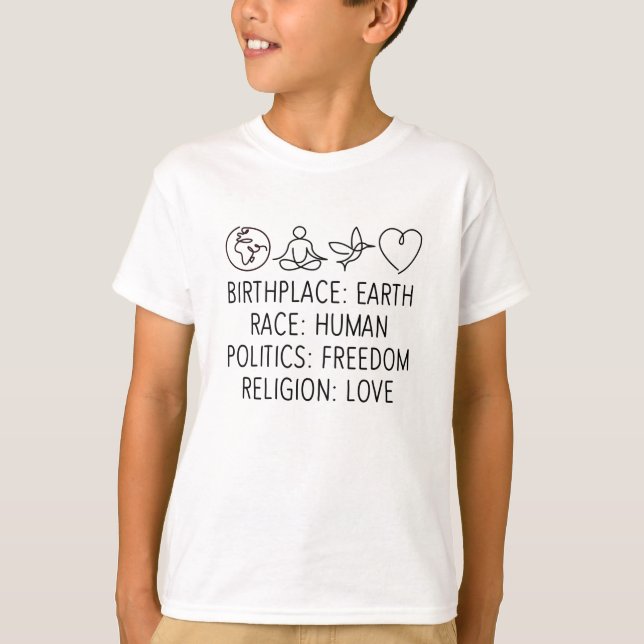 T-shirt Lieu de naissance Terre Race Politique humaine Lib (Devant)