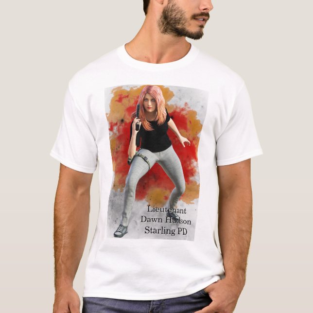 T-shirt Lieutenant Dawn hudson fire background (Devant)