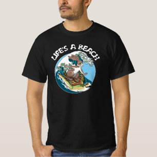 T-shirt Life is a Beach - Rabbit and Turtle Surfing