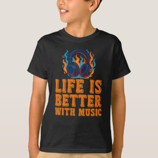 T-shirt Life Is Better With Music, Headphones Graphic 