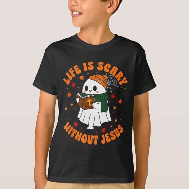 T-shirt Life Is Y Without Jesus - Christian Halloween  (Devant)
