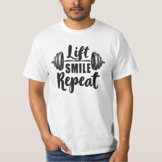 T-shirt Lift Smile Repeat Gym Motivation Weightlifting Str