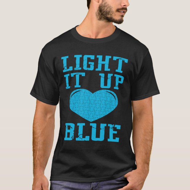 T-shirt Light It Up Blue  Puzzle Piece Autism Awareness (Devant)