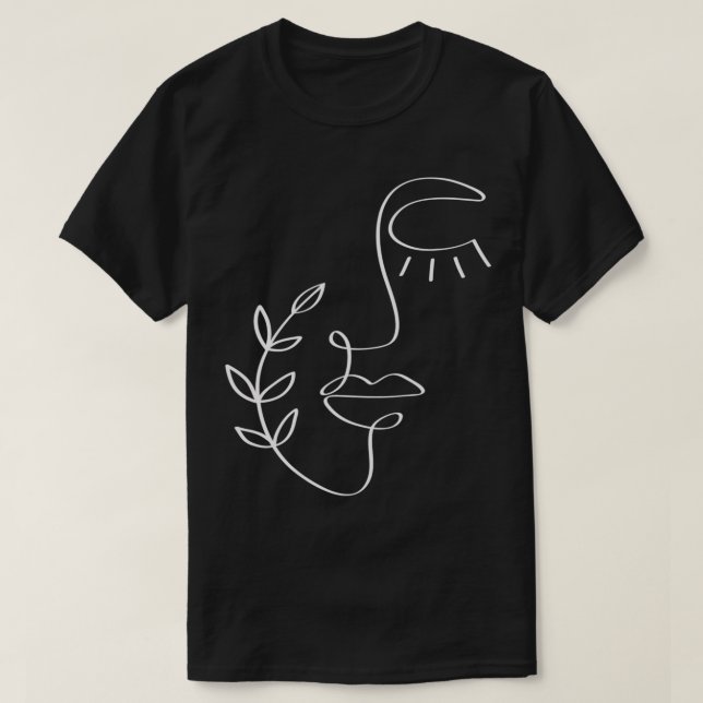 T-shirt Ligne Abstraite minimaliste Art Botanique Féminine (Design devant)