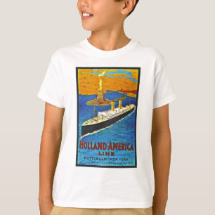 T-shirt Ligne affiche de la Hollande Amérique de Vintage