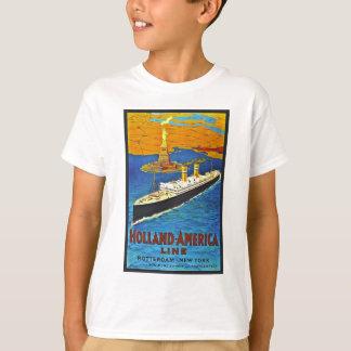 T-shirt Ligne affiche de la Hollande Amérique de Vintage