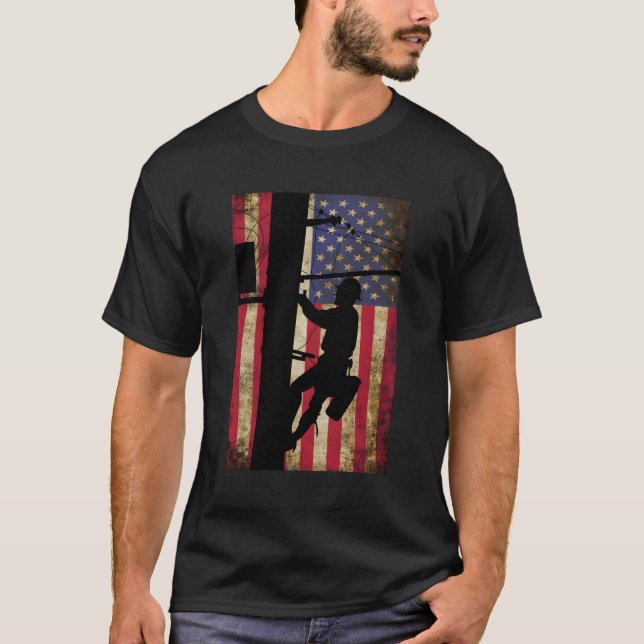 T-shirt Ligne American Flag Electric Cable Line (Devant)