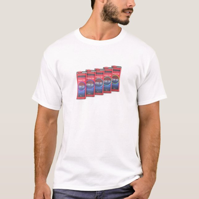 T-shirt Ligne avec différentes huiles de moteur automobile (Devant)