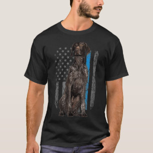 T-shirt Ligne Bleue Mince Drapeau Américain Allemand Point