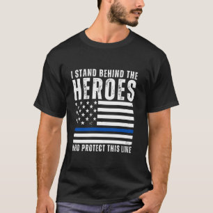 T-shirt Ligne Bleue Mince Drapeau Américain Soutien de la 