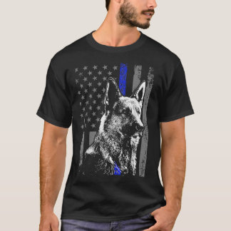 T-shirt Ligne Bleue Mince Drapeau K Berger Allemand Chien 
