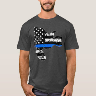 T-shirt Ligne bleue mince motocross dirtbike racing cop