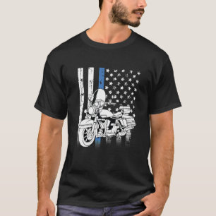 T-shirt Ligne Bleue Mince Police Moto Classique