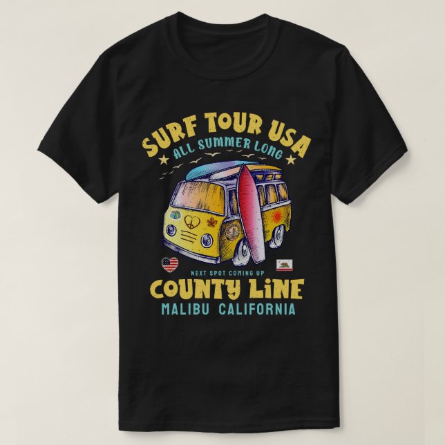 T-shirt Ligne Comté Malibu Californie (Design devant)