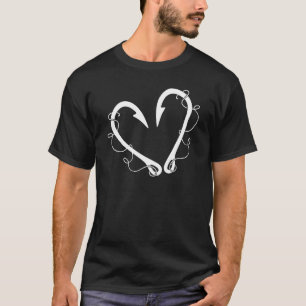T-shirt Ligne de pêche Hameçon de poisson Cœur Amour Homme
