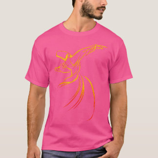 T-shirt Ligne Dervish Dessin Calligraphie Style Jaune Et