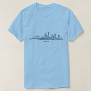 T-shirt Ligne détaillée de l'horizon de Boston   Monument 