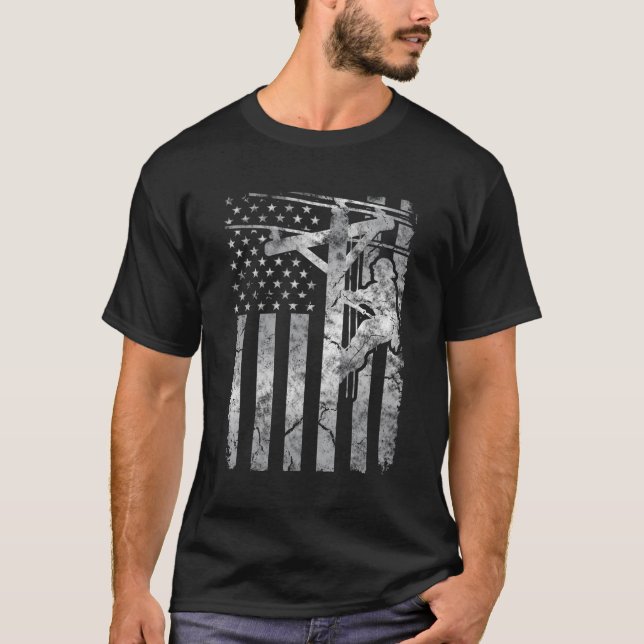 T-shirt Ligne électrique Patriotique détendue Amérique (Devant)