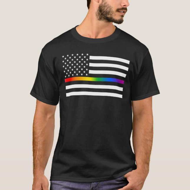 T-shirt Ligne mince de la Fierté arc-en-ciel USA (Devant)