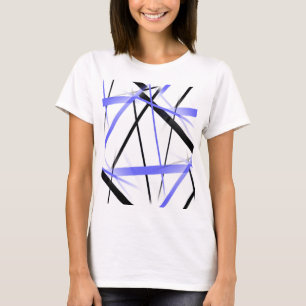 T-shirt Ligne moderne géométrie cool blanc noir bleu moyen
