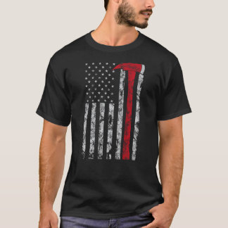 T-shirt Ligne rouge mince Ax drapeau américain Patriot Pom