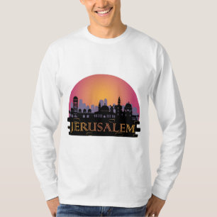 T-shirt Ligne Skyline de la vieille ville de Jérusalem - V