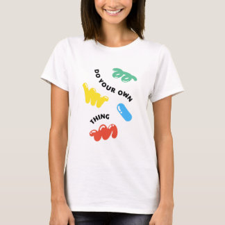 T-shirt Lignes colorées Texte courbe mou et délicat
