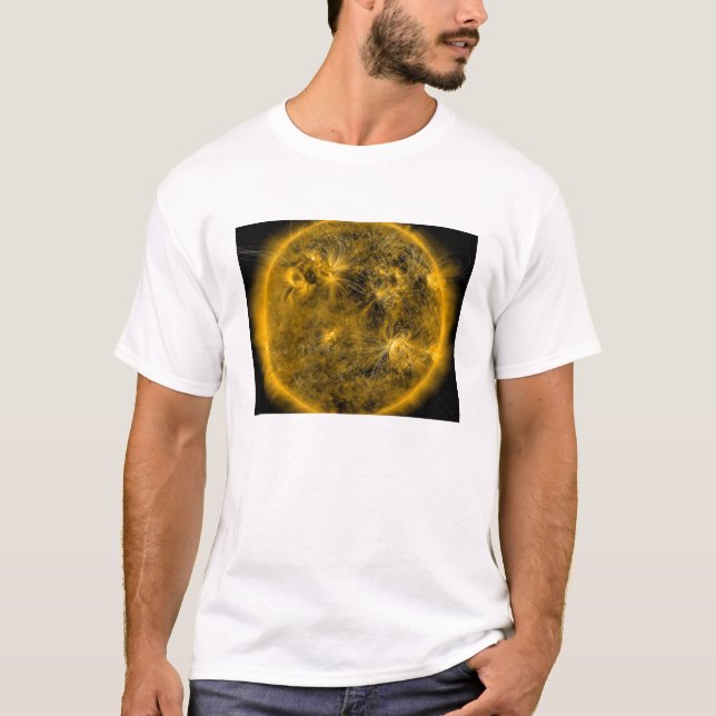 T-shirt Lignes de champ magnétique sur le Soleil (Devant)