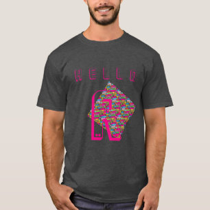 T-shirt Lignes diagonales art d'arc-en-ciel de monogramme