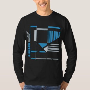 T-shirt Lignes géométriques d'inspiration Art gris bleu su