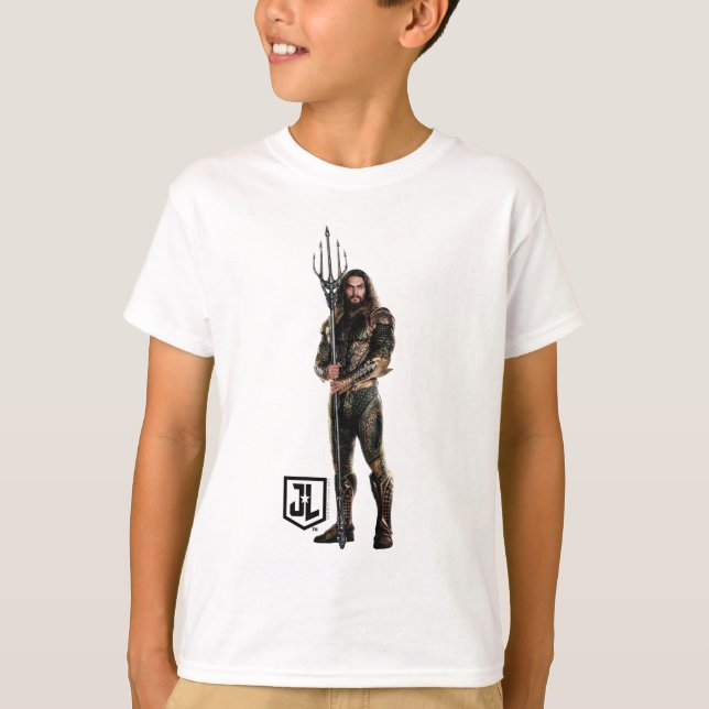 T-shirt Ligue de Justice | Aquaman Sur Le Champ De Bataill (Devant)