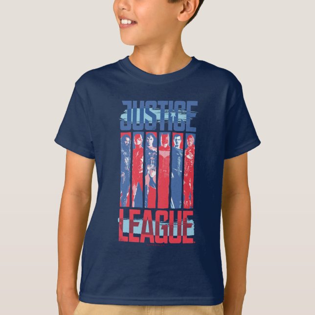 T-shirt Ligue de Justice | Blue & Red Group Pop Art (Devant)