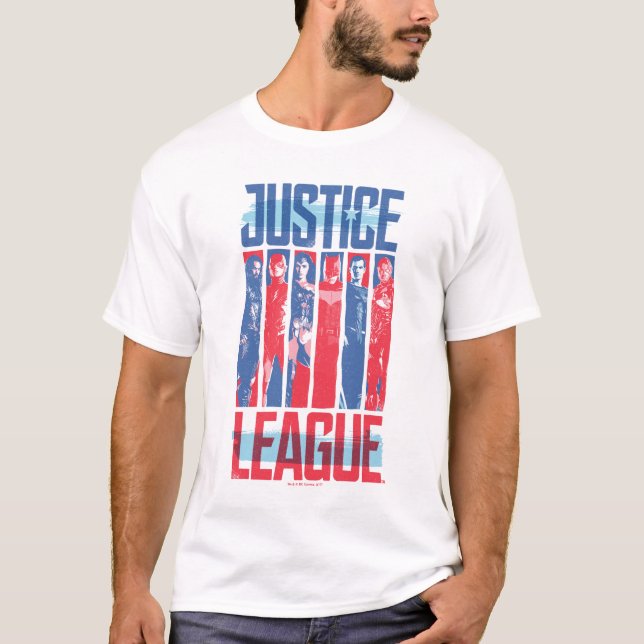T-shirt Ligue de Justice | Blue & Red Group Pop Art (Devant)
