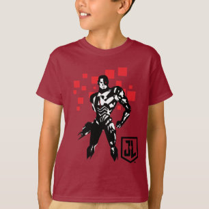 T-shirt Ligue de Justice Cyborg Digital Noir Pop Art
