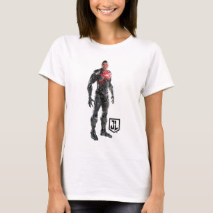 T-shirt Ligue de Justice   Cyborg Sur Le Champ De Bataille