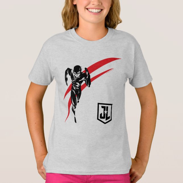 T-shirt Ligue de Justice | Flash Running Noir Pop Art (Devant)