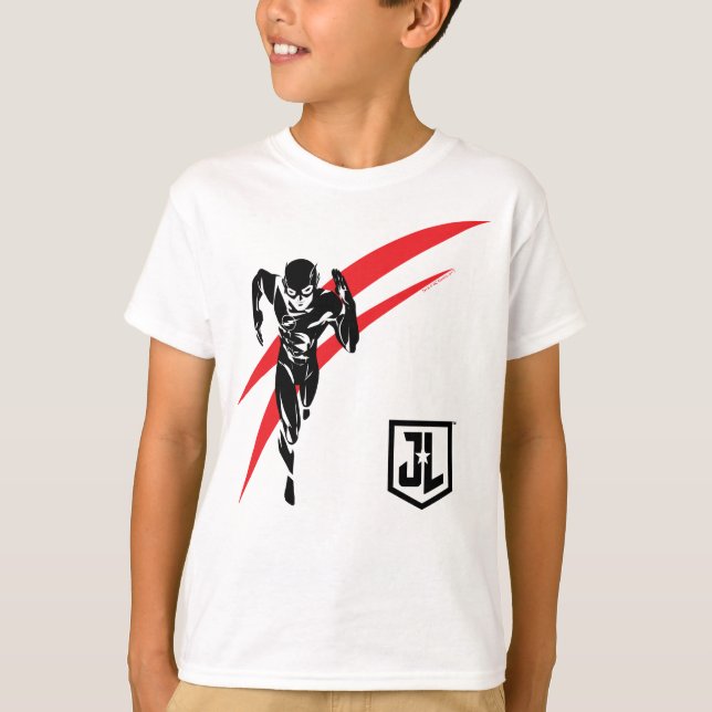 T-shirt Ligue de Justice | Flash Running Noir Pop Art (Devant)