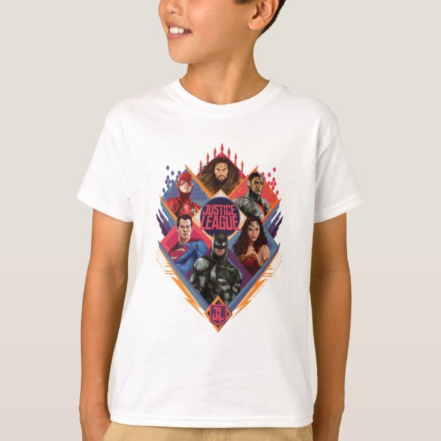 T-shirt Ligue de Justice | Insigne du groupe de hachures d (Devant)