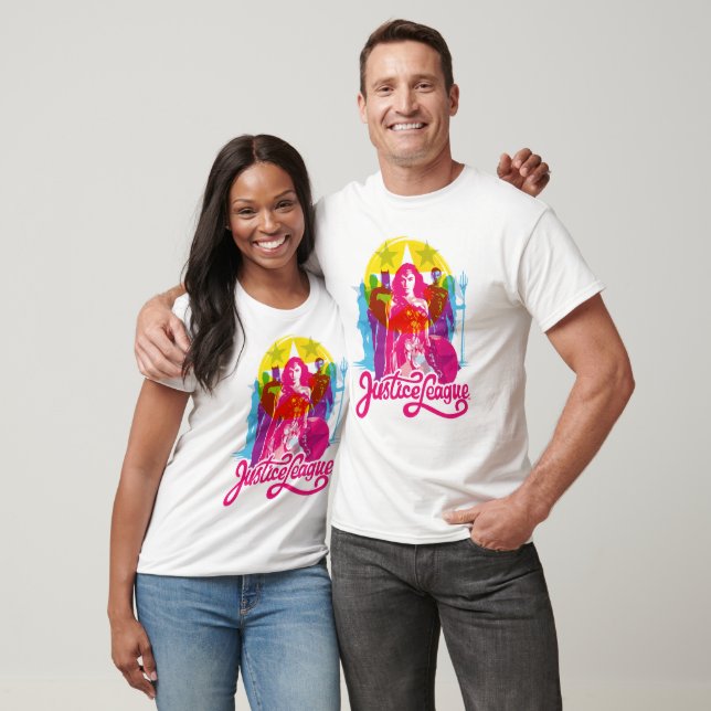 T-shirt Ligue de Justice | Retro Group & Logo Pop Art (Unisexe)