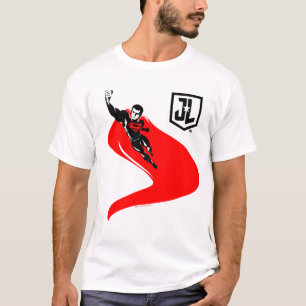 T-shirt Ligue de Justice Superman Flying Noir Pop Art