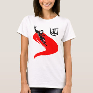 T-shirt Ligue de Justice   Superman Flying Noir Pop Art