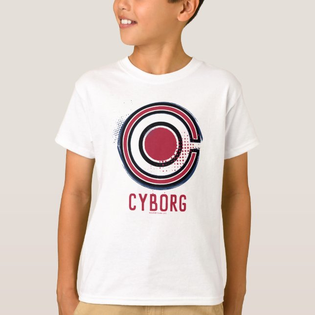 T-shirt Ligue de Justice | Symbole de cyborg brosse et dem (Devant)
