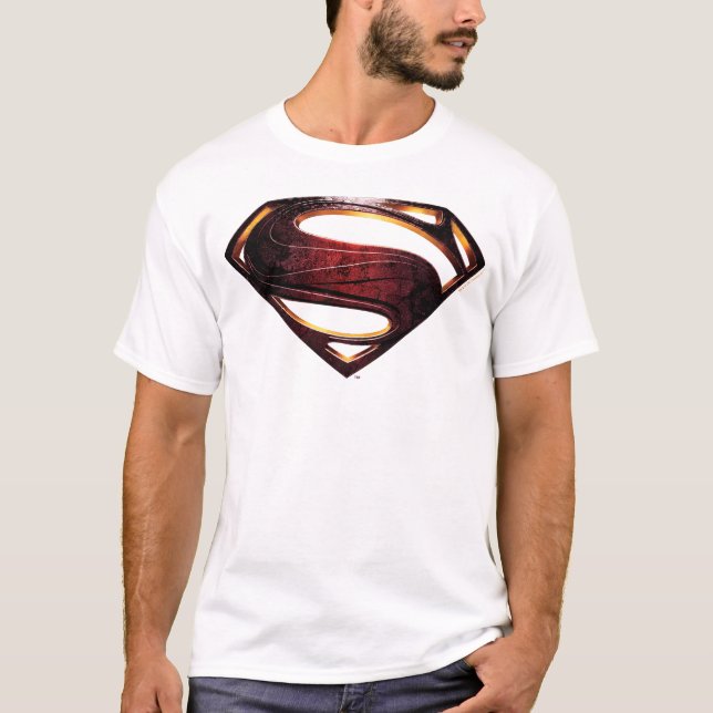 T-shirt Ligue de Justice | Symbole de superman métallique (Devant)
